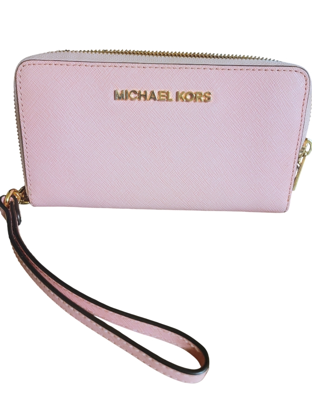 Michael Kors Pink Saffiano Zip Wristlet
